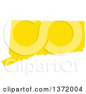 Poster, Art Print Of Yellow Silhouetted Map Shape Of The State Of Connecticut United States
