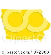 Yellow Silhouetted Map Shape Of The State Of Iowa United States