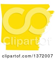 Poster, Art Print Of Yellow Silhouetted Map Shape Of The State Of Arkansas United States