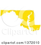 Poster, Art Print Of Yellow Silhouetted Map Shape Of The State Of Maryland United States