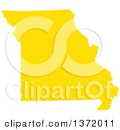 Yellow Silhouetted Map Shape Of The State Of Missouri United States