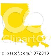 Yellow Silhouetted Map Shape Of The State Of Louisiana United States