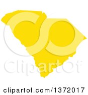 Yellow Silhouetted Map Shape Of The State Of South Carolina United States