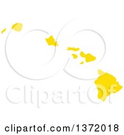 Yellow Silhouetted Map Shape Of The State Of Hawaii United States