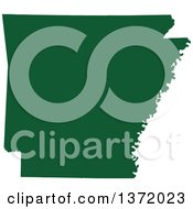 Dark Green Silhouetted Map Shape Of The State Of Arkansas United States