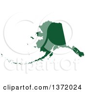 Poster, Art Print Of Dark Green Silhouetted Map Shape Of The State Of Alaska United States