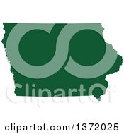 Dark Green Silhouetted Map Shape Of The State Of Iowa United States