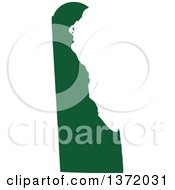 Dark Green Silhouetted Map Shape Of The State Of Delaware United States