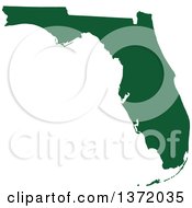 Poster, Art Print Of Dark Green Silhouetted Map Shape Of The State Of Florida United States