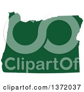 Dark Green Silhouetted Map Shape Of The State Of Oregon United States