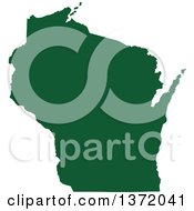 Poster, Art Print Of Dark Green Silhouetted Map Shape Of The State Of Wisconsin United States