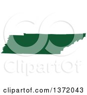 Dark Green Silhouetted Map Shape Of The State Of Tennessee United States