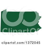 Dark Green Silhouetted Map Shape Of The State Of Pennsylvania United States
