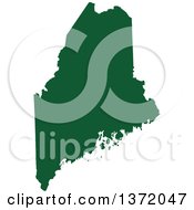 Poster, Art Print Of Dark Green Silhouetted Map Shape Of The State Of Maine United States