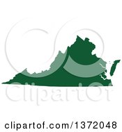 Poster, Art Print Of Dark Green Silhouetted Map Shape Of The State Of Virginia United States