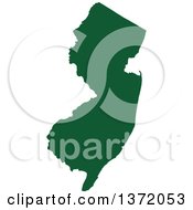 Poster, Art Print Of Dark Green Silhouetted Map Shape Of The State Of New Jersey United States