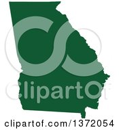 Clipart Of A Dark Green Silhouetted Map Shape Of The State Of Georgia United States Royalty Free Vector Illustration