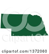 Poster, Art Print Of Dark Green Silhouetted Map Shape Of The State Of Nebraska United States