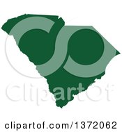 Poster, Art Print Of Dark Green Silhouetted Map Shape Of The State Of South Carolina United States