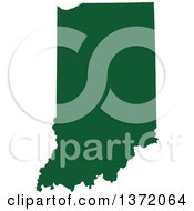 Dark Green Silhouetted Map Shape Of The State Of Indiana United States