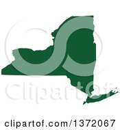 Dark Green Silhouetted Map Shape Of The State Of New York United States