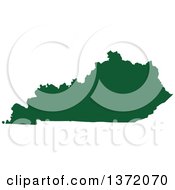 Poster, Art Print Of Dark Green Silhouetted Map Shape Of The State Of Kentucky United States