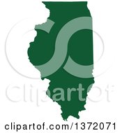 Poster, Art Print Of Dark Green Silhouetted Map Shape Of The State Of Illinois United States