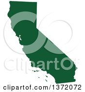 Poster, Art Print Of Dark Green Silhouetted Map Shape Of The State Of California United States