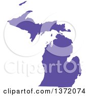Poster, Art Print Of Purple Silhouetted Map Shape Of The State Of Michigan United States