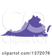 Clipart Of A Purple Silhouetted Map Shape Of The State Of Virginia United States Royalty Free Vector Illustration