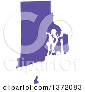 Poster, Art Print Of Purple Silhouetted Map Shape Of The State Of Rhode Island United States