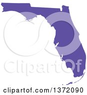 Purple Silhouetted Map Shape Of The State Of Florida United States