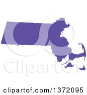 Poster, Art Print Of Purple Silhouetted Map Shape Of The State Of Massachusetts United States