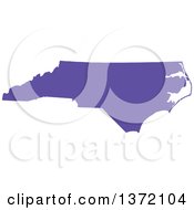 Poster, Art Print Of Purple Silhouetted Map Shape Of The State Of North Carolina United States