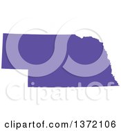 Purple Silhouetted Map Shape Of The State Of Nebraska United States