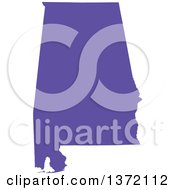 Purple Silhouetted Map Shape Of The State Of Alabama United States