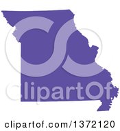 Purple Silhouetted Map Shape Of The State Of Missouri United States