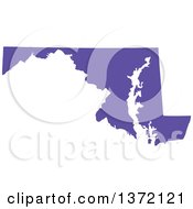 Poster, Art Print Of Purple Silhouetted Map Shape Of The State Of Maryland United States