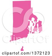 Pink Silhouetted Map Shape Of The State Of Rhode Island United States