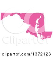 Poster, Art Print Of Pink Silhouetted Map Shape Of The State Of Maryland United States