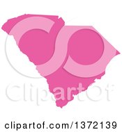 Poster, Art Print Of Pink Silhouetted Map Shape Of The State Of South Carolina United States