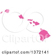 Poster, Art Print Of Pink Silhouetted Map Shape Of The State Of Hawaii United States