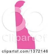 Clipart Of A Pink Silhouetted Map Shape Of The State Of Delaware United States Royalty Free Vector Illustration