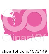 Poster, Art Print Of Pink Silhouetted Map Shape Of The State Of Washington United States