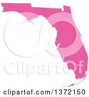 Poster, Art Print Of Pink Silhouetted Map Shape Of The State Of Florida United States
