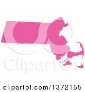 Poster, Art Print Of Pink Silhouetted Map Shape Of The State Of Massachusetts United States