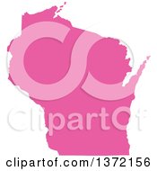 Clipart Of A Pink Silhouetted Map Shape Of The State Of Wisconsin United States Royalty Free Vector Illustration