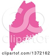 Poster, Art Print Of Pink Silhouetted Map Shape Of The State Of Maine United States