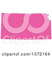 Poster, Art Print Of Pink Silhouetted Map Shape Of The State Of Kansas United States