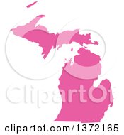 Poster, Art Print Of Pink Silhouetted Map Shape Of The State Of Michigan United States